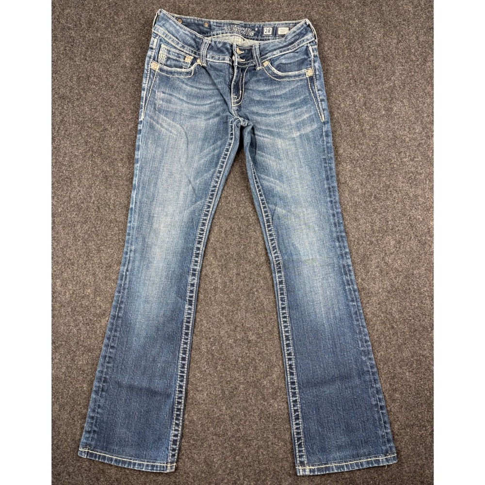 Miss Me JP4657-2 Bootcut Jeans Medium Wash Embellished Pockets Size 28  26x29